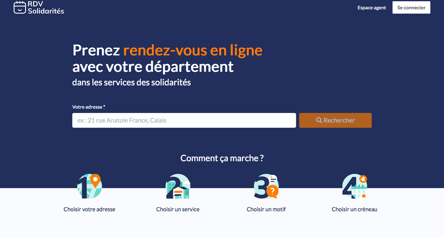 Page d'accueil de RDV Solidarité