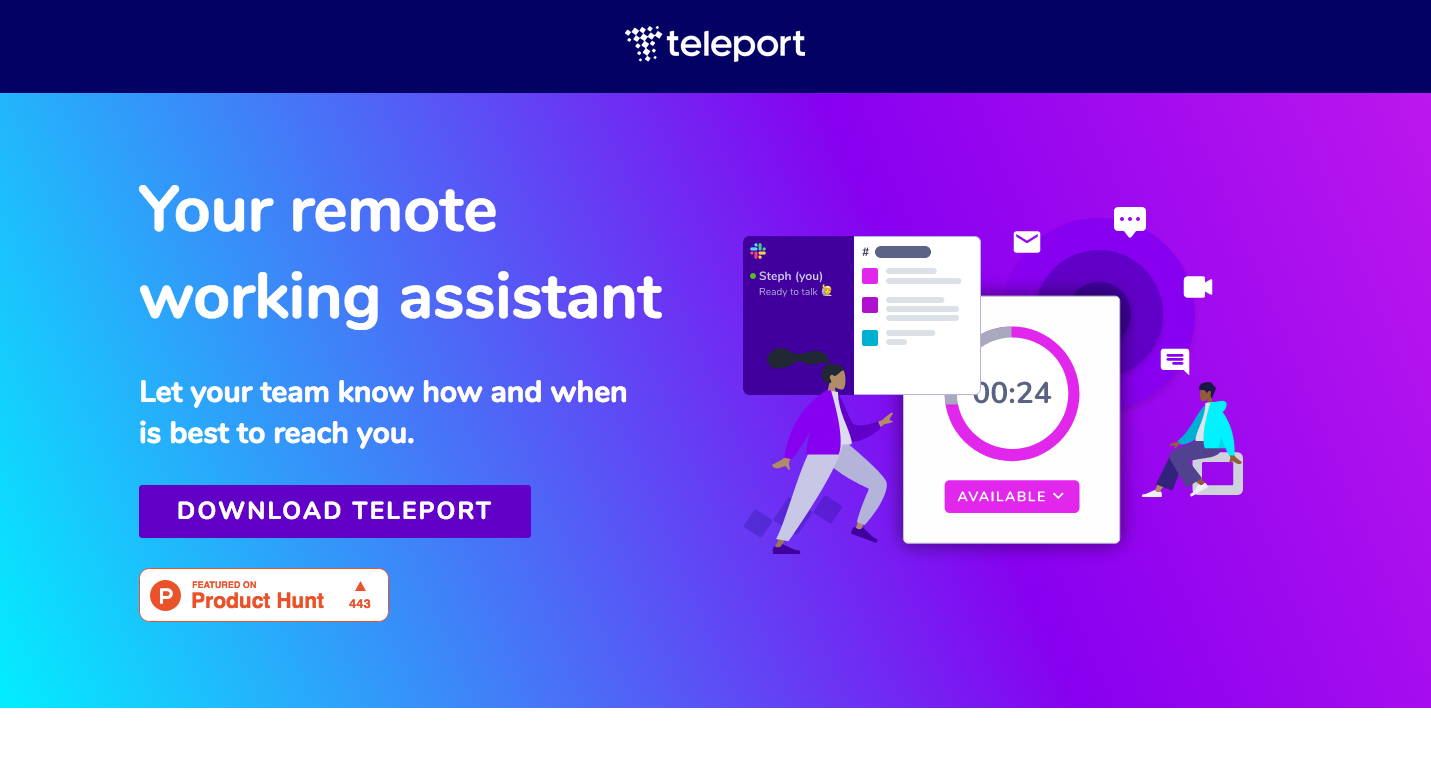Page d'accueil de Teleport